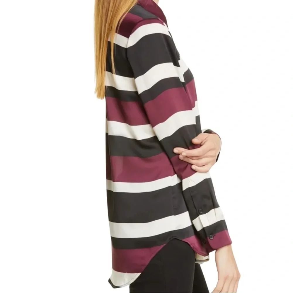 NWT EQUIPMENT ESSENTIAL BLOCK-STRIPE BUTTON-DOWN SHIRT IN TRUE BLACK MULTI SZ M - Picture 7 of 9